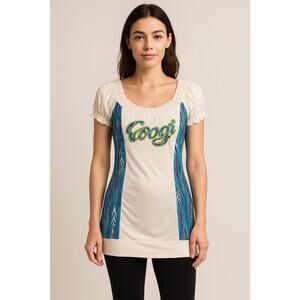 Authentic Rare Y2K Coogi Stretch Logo Tunic Top Large Retro Streetwear 2000s